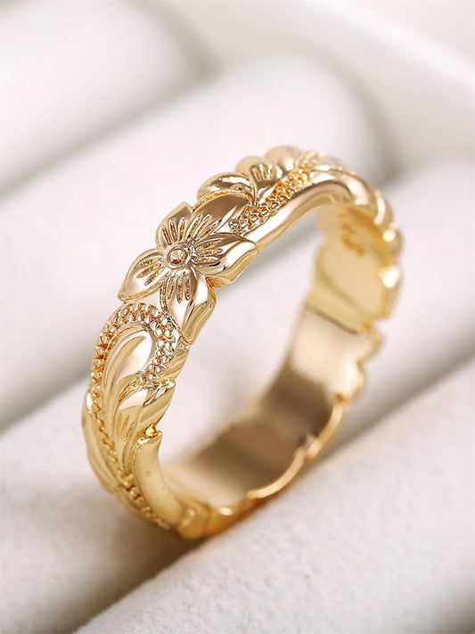Engraved Flower Ring